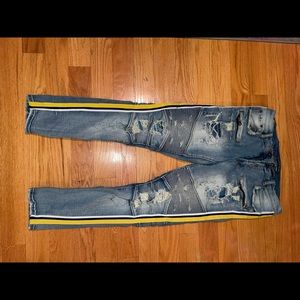 Decibel Moto Style Jeans “Yellow/White/Black Stripes”